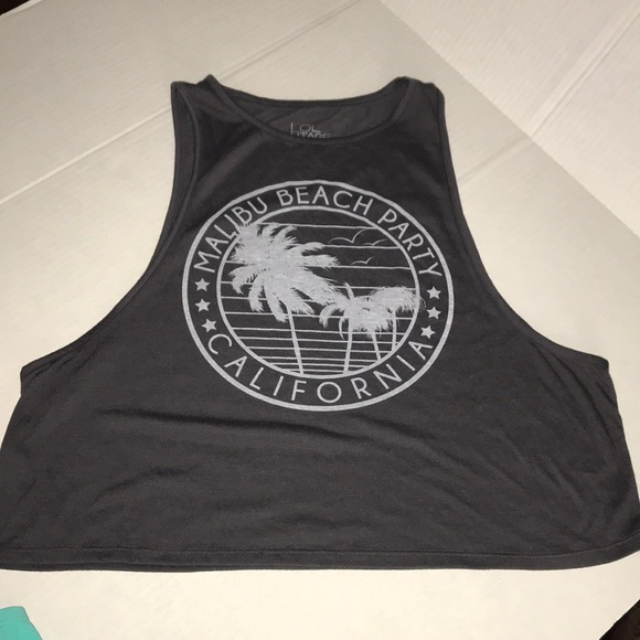 California Malibu beach Party Gray Crop open sleev - Picture 1 of 2